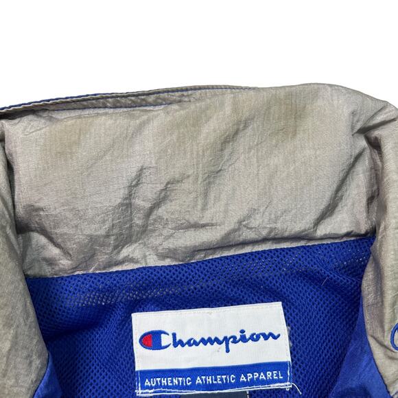 Champion VTG 90s Lightweight Zip Up Windbreaker Track Jacket Blue Gray Large - Picture 8 of 8